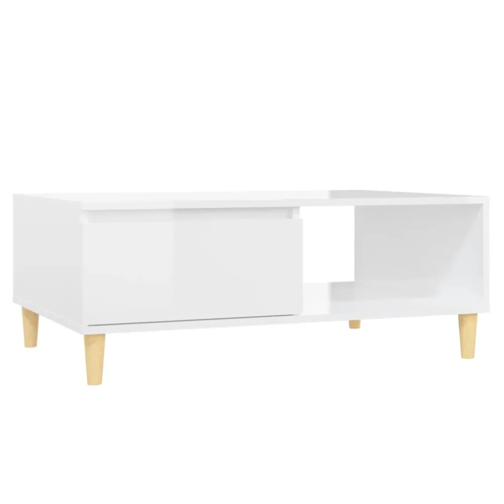 Mesa de centro 90x60x35cm derivados de madeira branco radiante em Madeira de Eucalipto