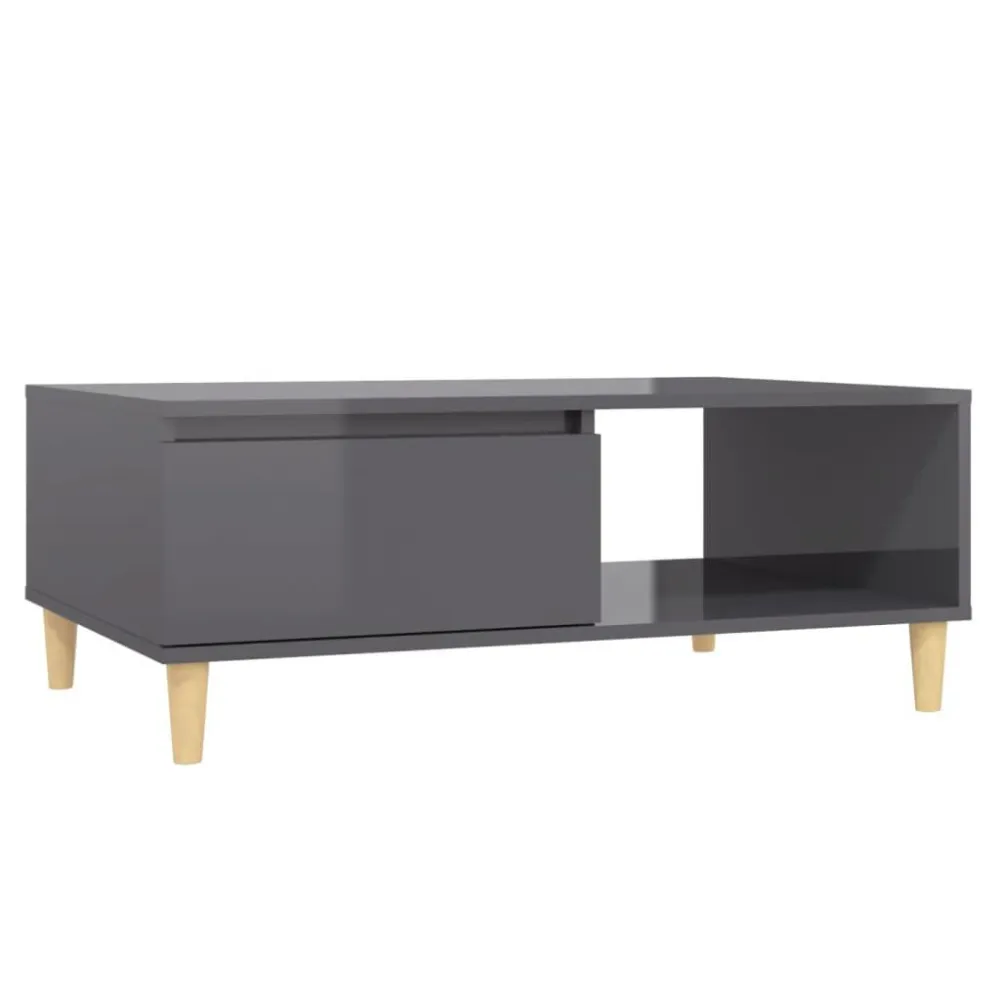 Mesa de centro 90x60x35cm derivados de madeira cinza reluzente | Resistente às Intempéries