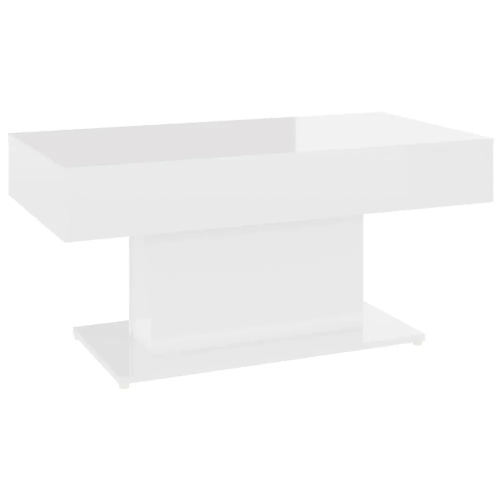 Mesa de centro 96x50x45 cm derivados madeira branco resplandecente com 4 Cadeiras