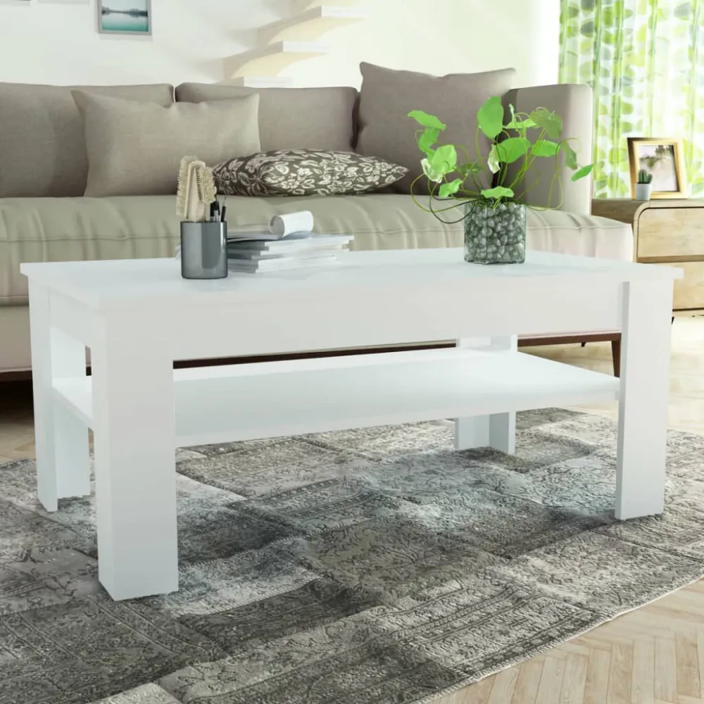 Mesa de centro em aglomerado 110x65x48 cm branco para Ambientes Externos
