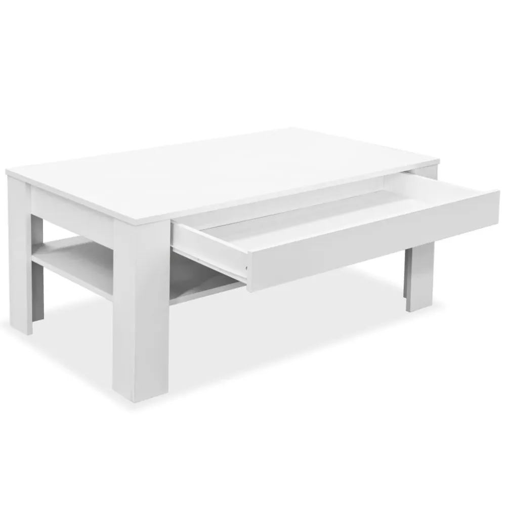 Mesa de centro em aglomerado 110x65x48 cm branco para Ambientes Externos