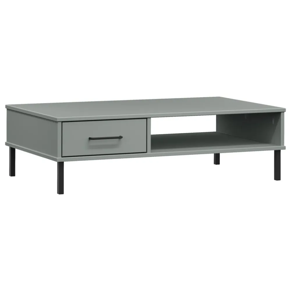 Mesa de centro com pernas de metálico pinho maciço OSLO cinzento para Churrasqueiras e Áreas de Lazer
