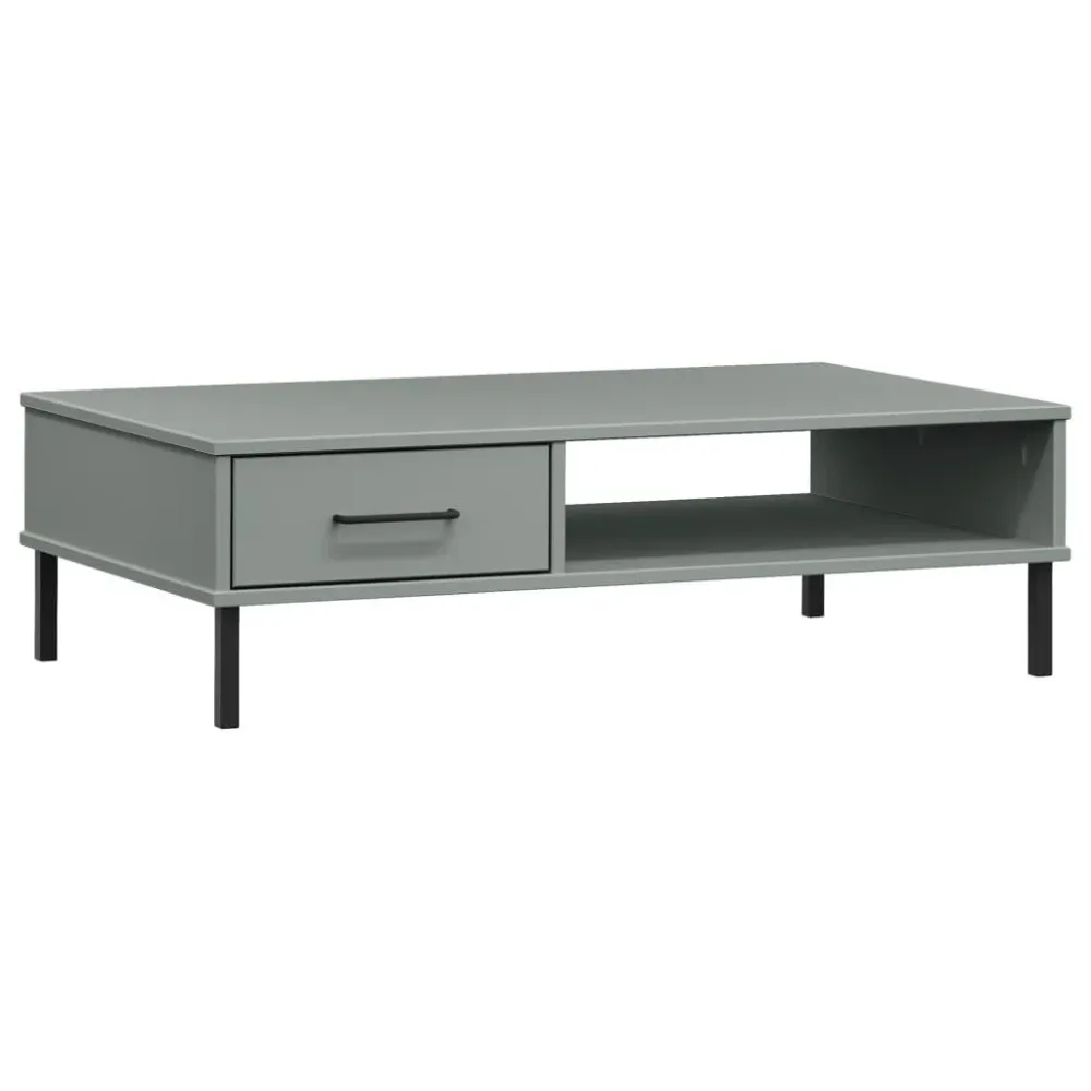 Mesa de centro com pernas de metálico pinho maciço OSLO cinzento para Churrasqueiras e Áreas de Lazer