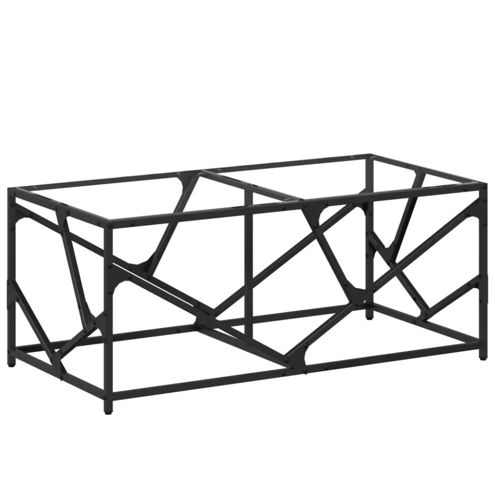Mesa de centro com topo em vidro transparente 98,5x50x41 cm ço com Base em Pedra Artificial