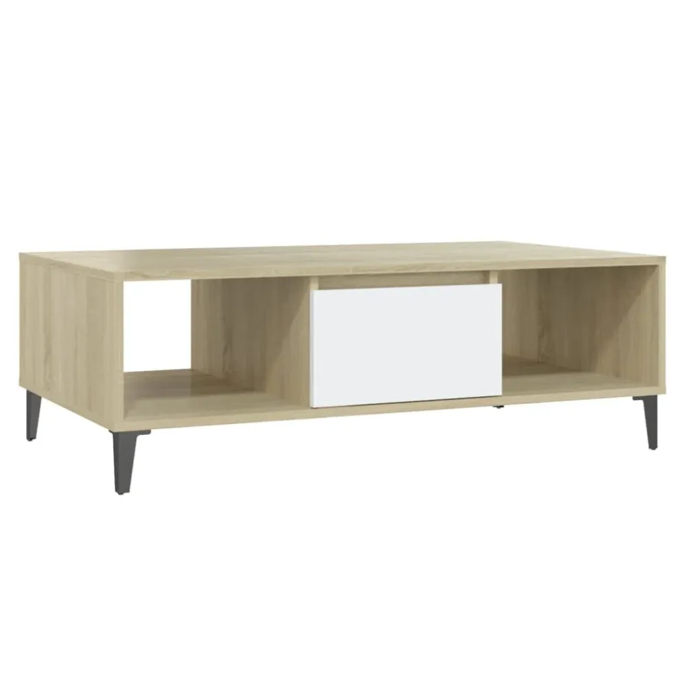 Mesa de centro derivados de madeira branco/carvalho sonoma | Montagem Rápida