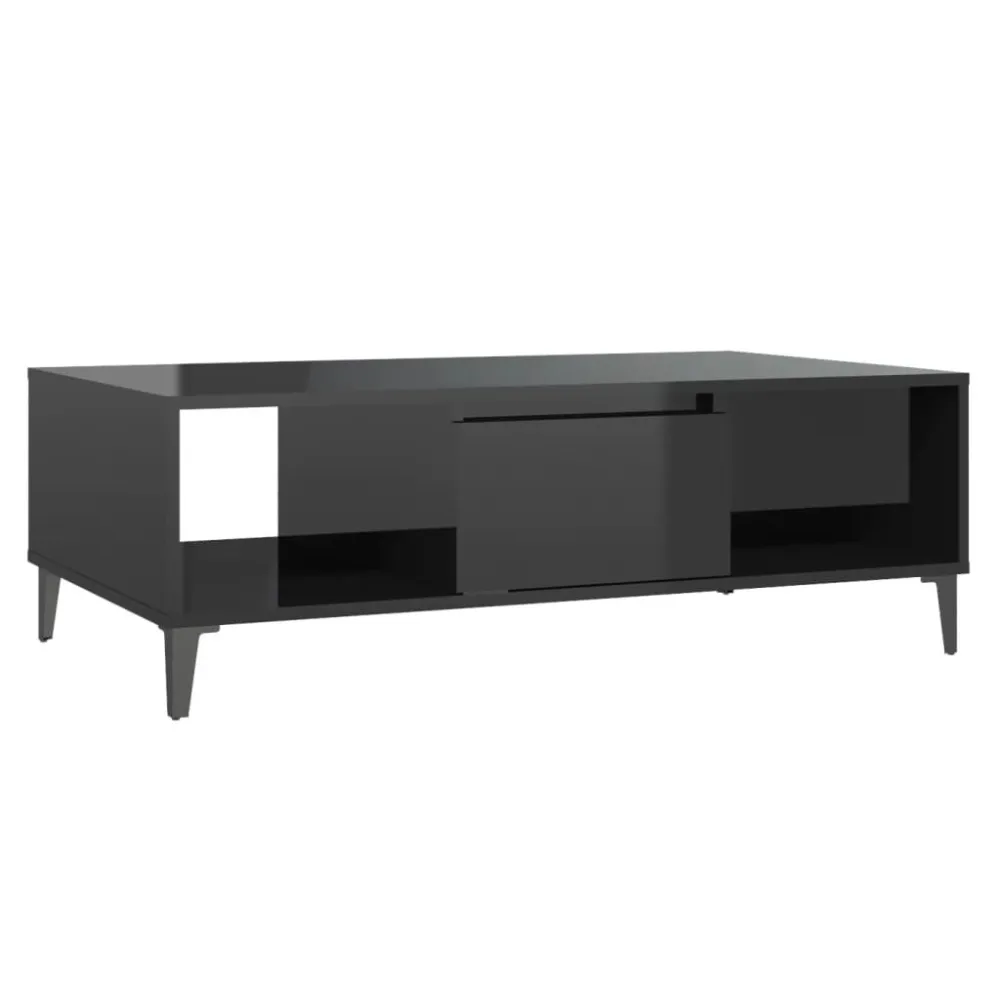 Mesa de centro derivados de madeira preto luminoso