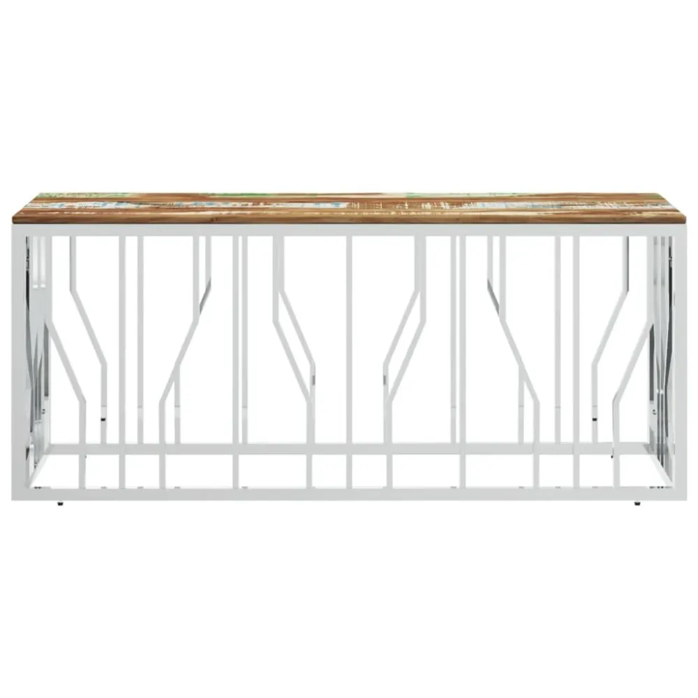 Mesa centro ço inoxidável/madeira recuperada maciç prateado Fácil de Limpar