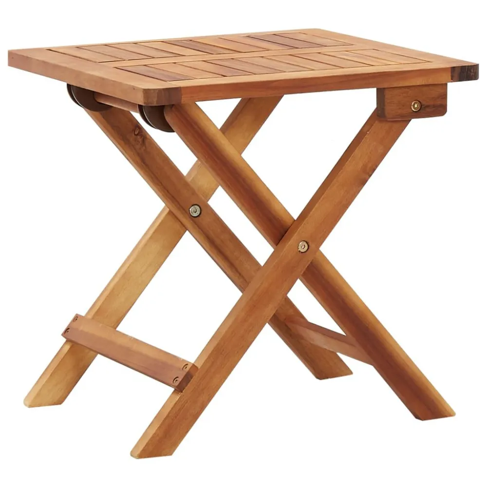 Mesa centro jardim dobrável 40x40x40cm madeira de acácia maciç com Guarda-sol Central