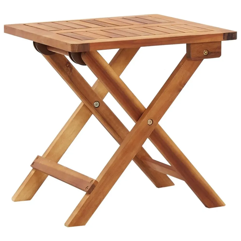 Mesa centro jardim dobrável 40x40x40cm madeira de acácia maciç com Guarda-sol Central