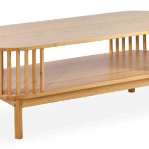 Mesa de centro moderna com ripas Gariong L100cm Bambu Dimensões 120x80cm