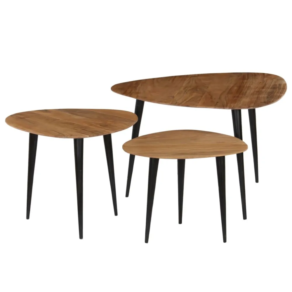 Mesa de Centro para Conjunto de mesas de centro 3 pcs madeira de acácia maciç