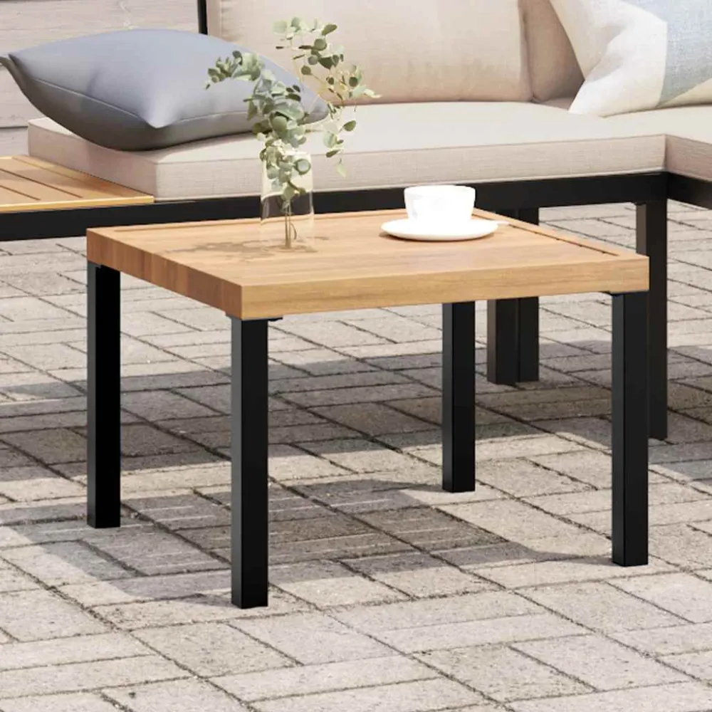 Mesa de centro para jardim 55x55x39,5 cm ço revestido pó preto para Ambientes Externos