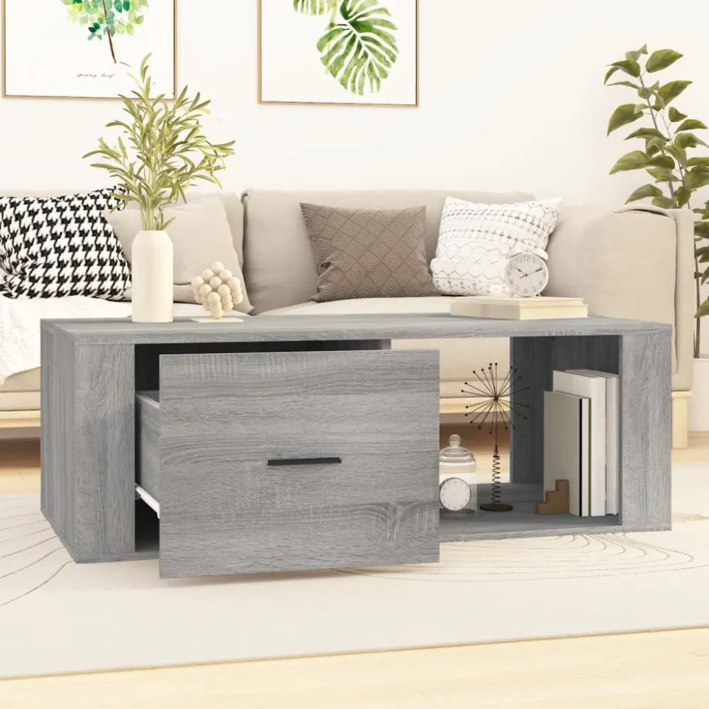 Mesa de Centro para Mesa de centro 100x50,5x35 cm derivados de madeira cinza sonoma