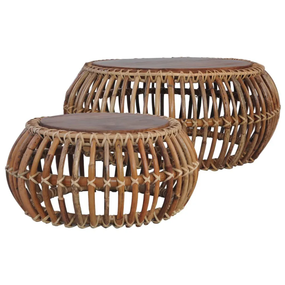 Mesa de Centro para Mesas de centro 2 pcs vime genuíno