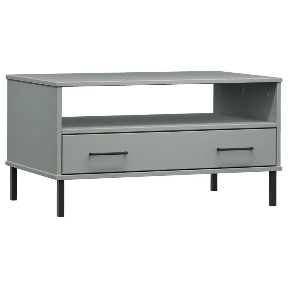 Mesa centro pernas de metálico 85x50x45 madeira maciç OSLO cinza