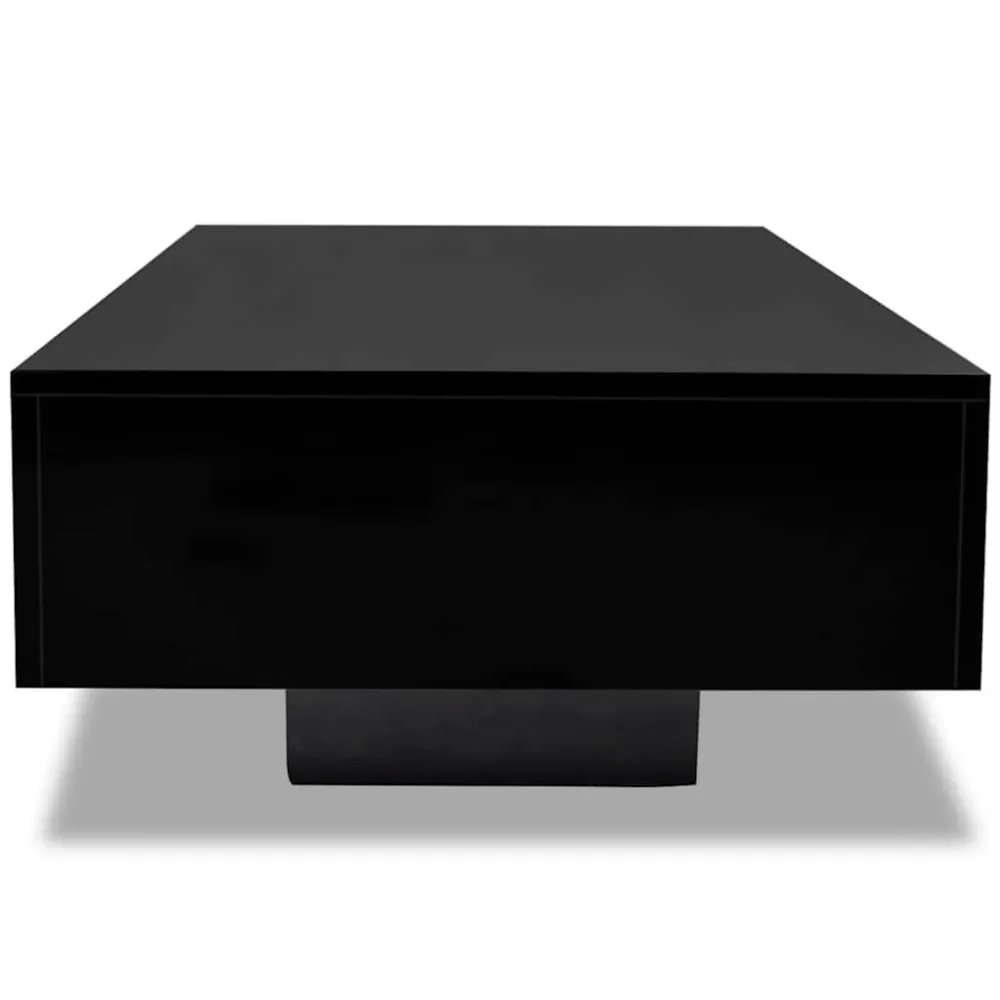 Mesa de centro em preto resplandecente com Base em Pedra Artificial