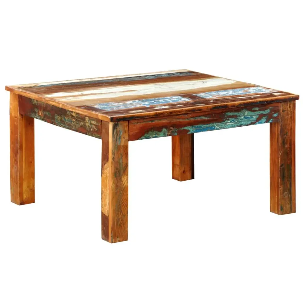Mesa de centro quadrada em madeira reciclada | Resistente às Intempéries