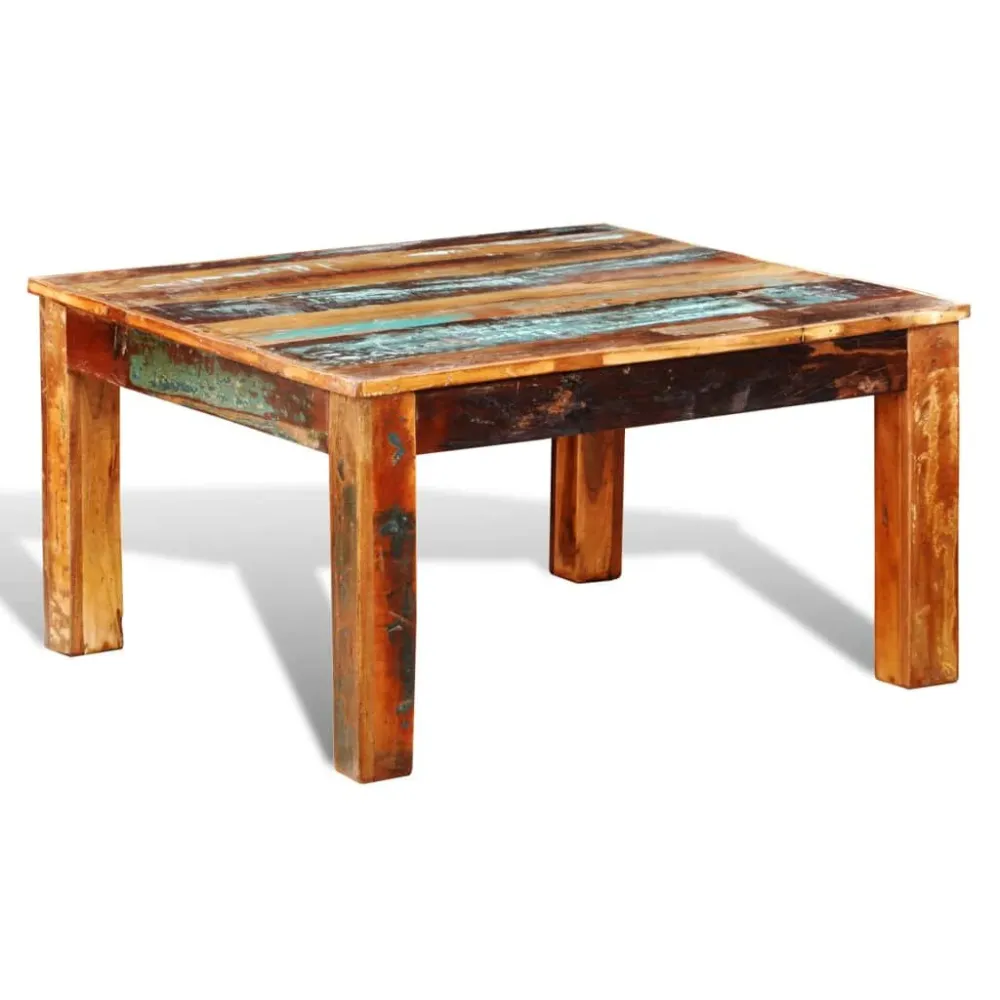 Mesa de centro quadrada em madeira reciclada | Resistente às Intempéries