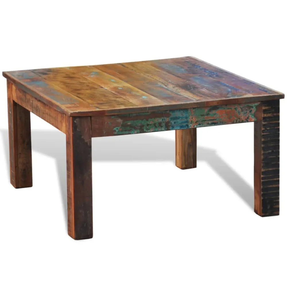 Mesa de centro quadrada em madeira reciclada | Resistente às Intempéries