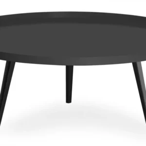 Mesa de centro redonda com borda 90cm Bipolart Metálico Preto.