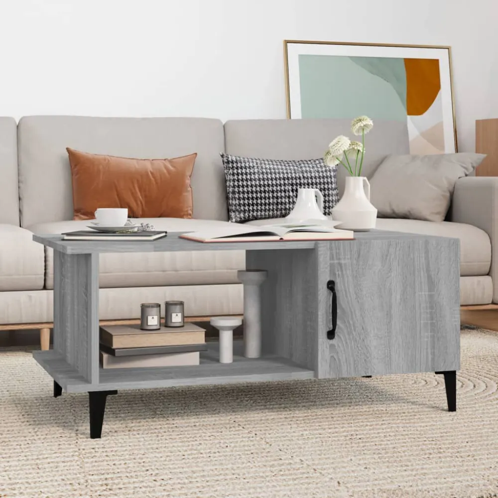 Mesa Dobrável para Mesa de centro 90x50x40 cm derivados de madeira cinzento sonoma