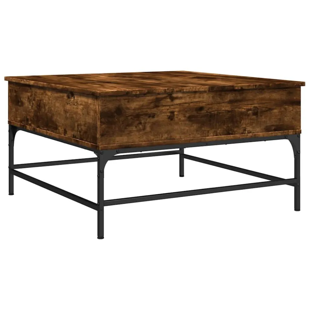 Mesa de Exterior em Mesa de centro 80x80x45cm deriv. madeira/metal carvalho fumado