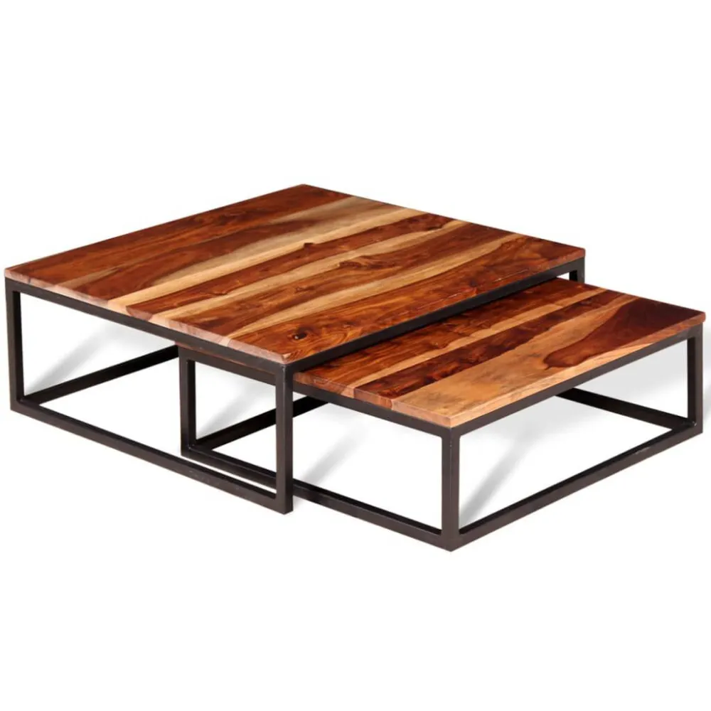 Mesa de Exterior em Mesas de centro de encastrar 2 pcs madeira de sheesham maciç