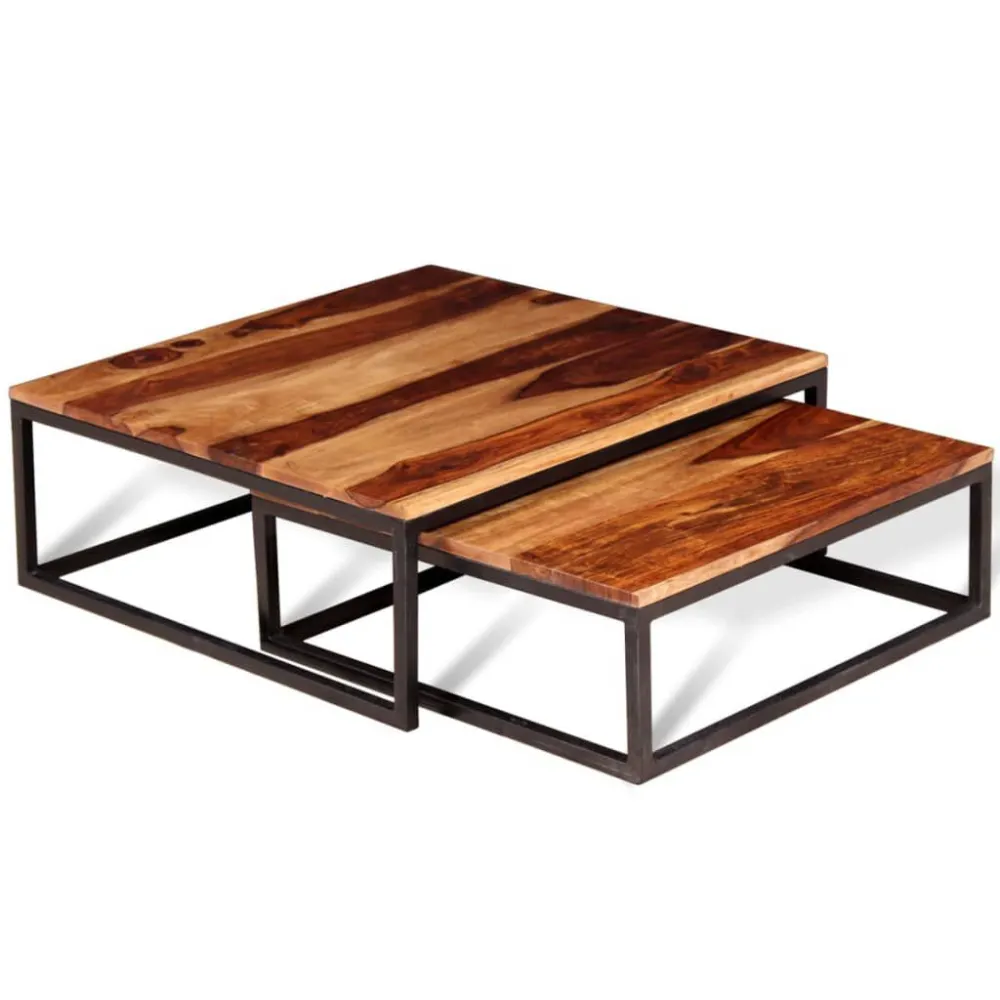 Mesa de Exterior em Mesas de centro de encastrar 2 pcs madeira de sheesham maciç