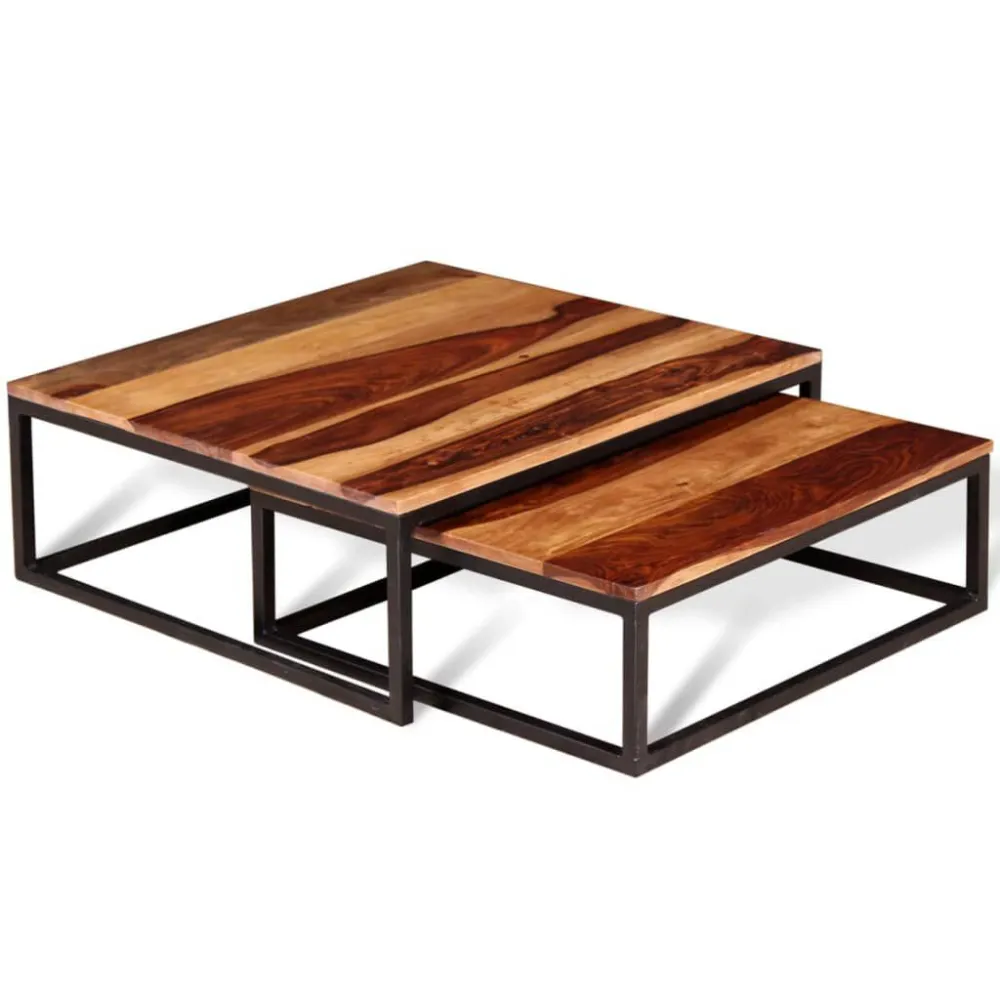 Mesa de Exterior em Mesas de centro de encastrar 2 pcs madeira de sheesham maciç