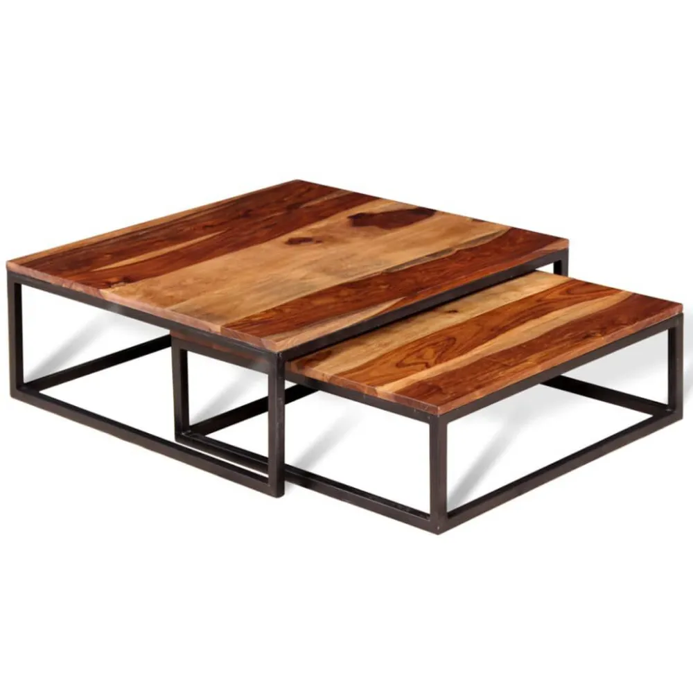 Mesa de Exterior em Mesas de centro de encastrar 2 pcs madeira de sheesham maciç