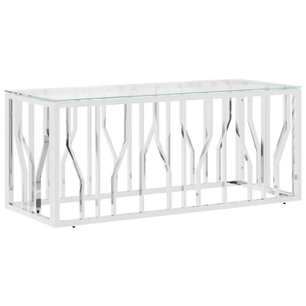 Mesa de Ferro Fundido Mesa de centro 110x45x45 cm ço inoxidável e vidro