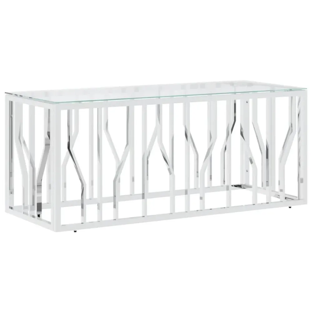 Mesa de Ferro Fundido Mesa de centro 110x45x45 cm ço inoxidável e vidro