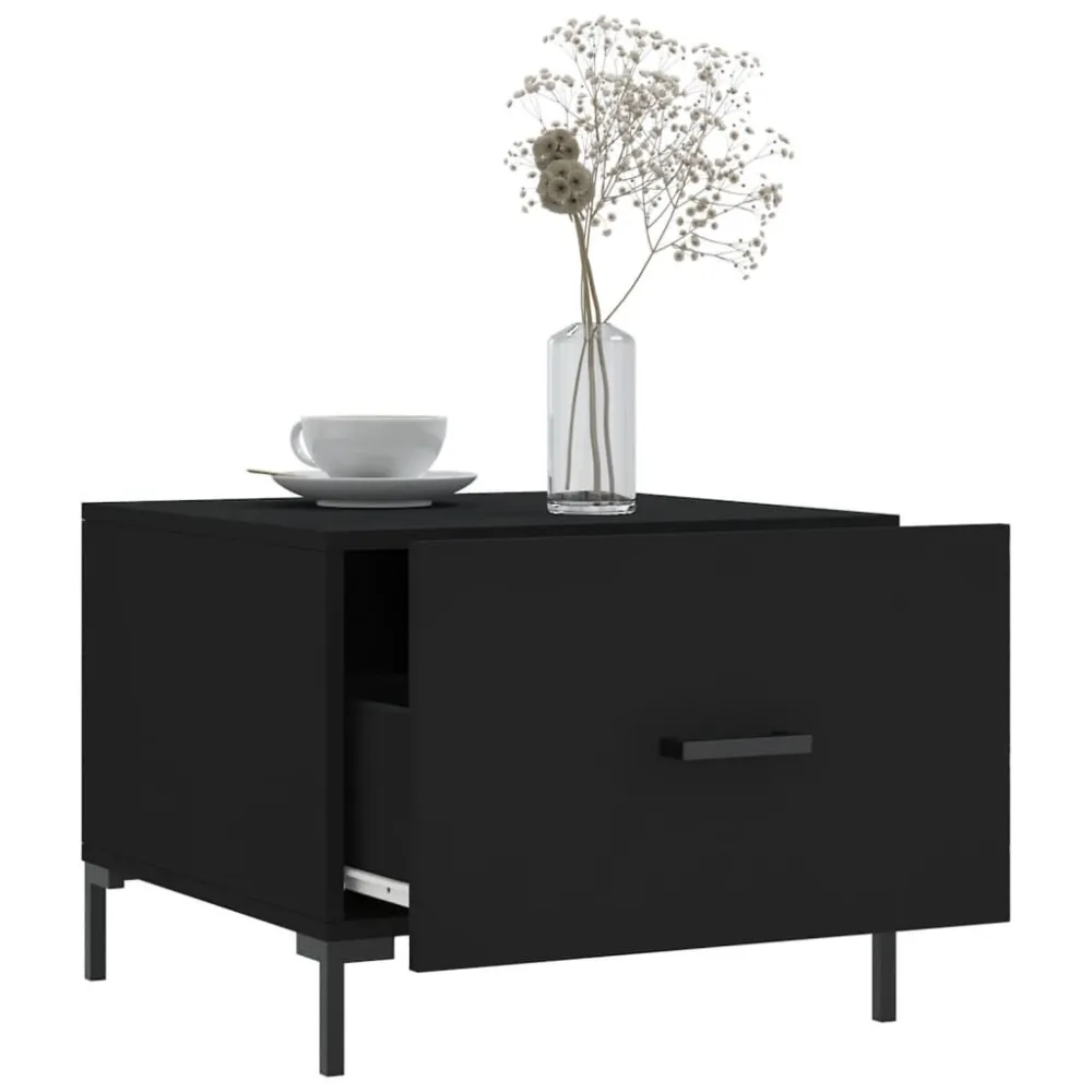 Mesa de Ferro Fundido Mesa de centro 50x50x40 cm derivados de madeira preto