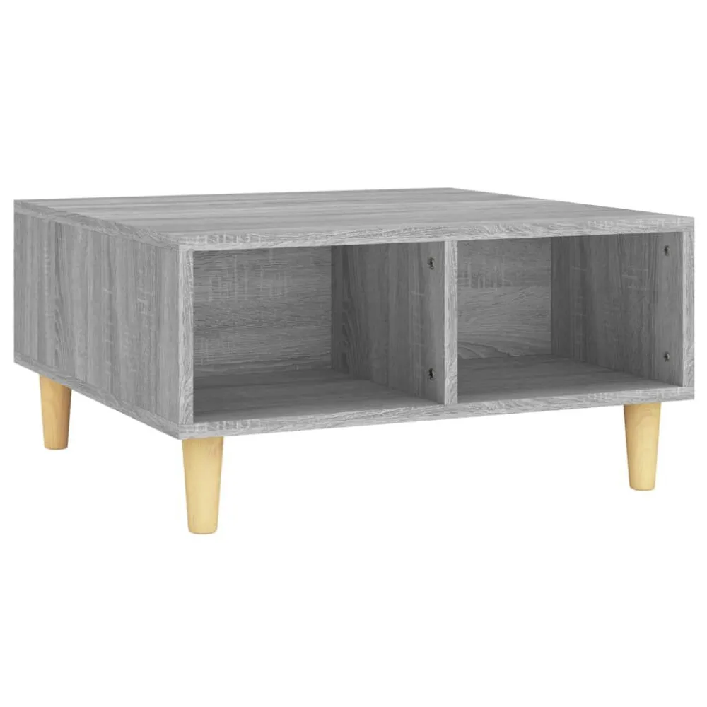 Mesa de Ferro Fundido Mesa de centro 60x60x30 cm aglomerado cor sonoma cinzento