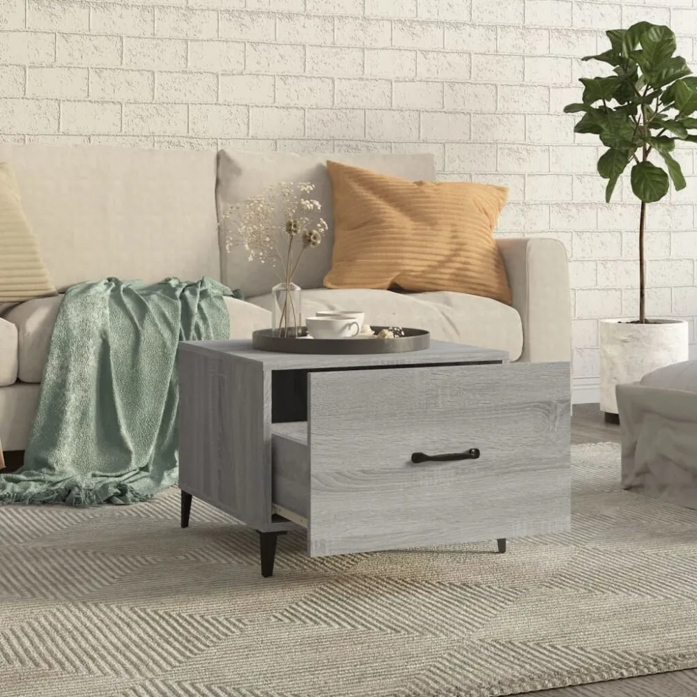 Mesa de Ferro Fundido Mesa de centro com pernas de metálico 50x50x40 cm sonoma cinzento