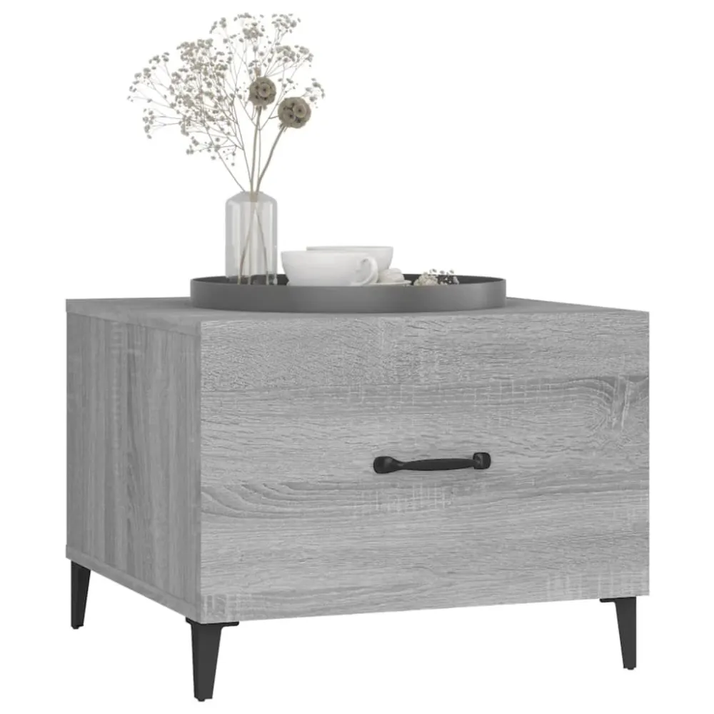 Mesa de Ferro Fundido Mesa de centro com pernas de metálico 50x50x40 cm sonoma cinzento