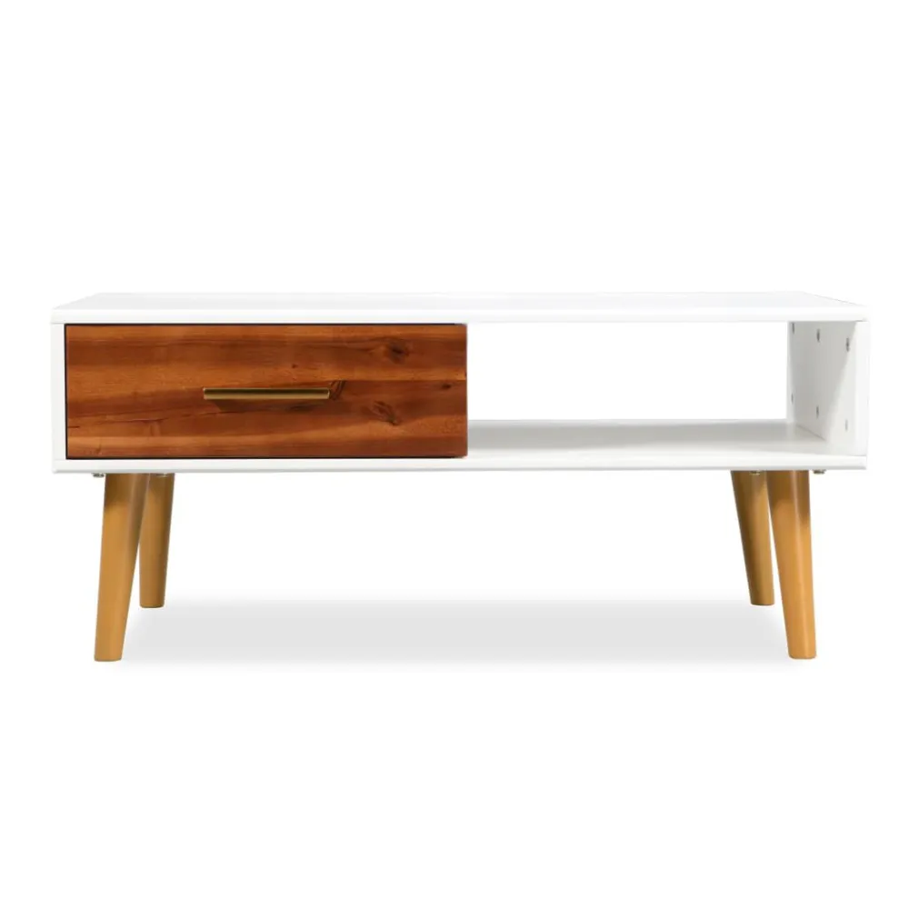 Mesa de Ferro Fundido Mesa de centro em madeira de acácia maciç 90x50x40 cm