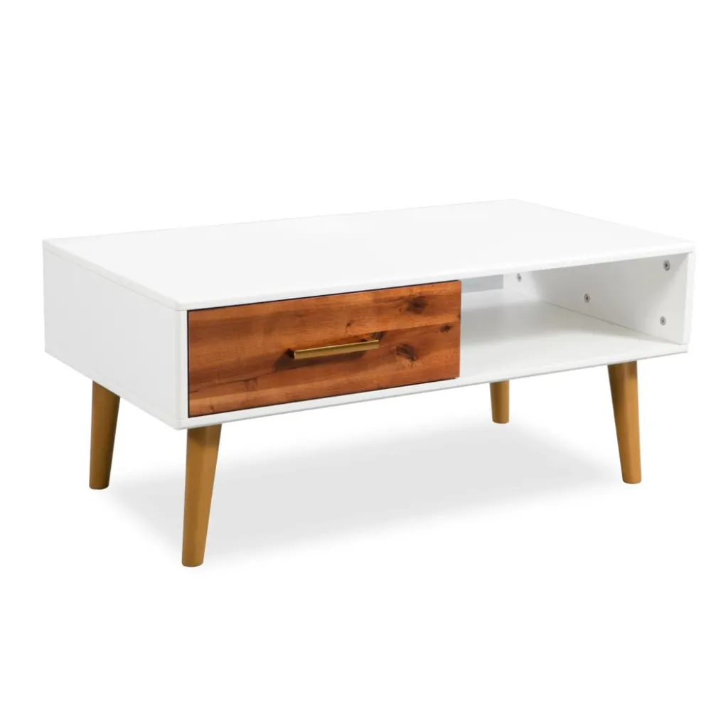 Mesa de Ferro Fundido Mesa de centro em madeira de acácia maciç 90x50x40 cm