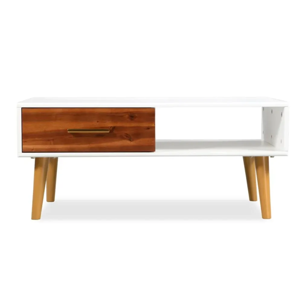 Mesa de Ferro Fundido Mesa de centro em madeira de acácia maciç 90x50x40 cm