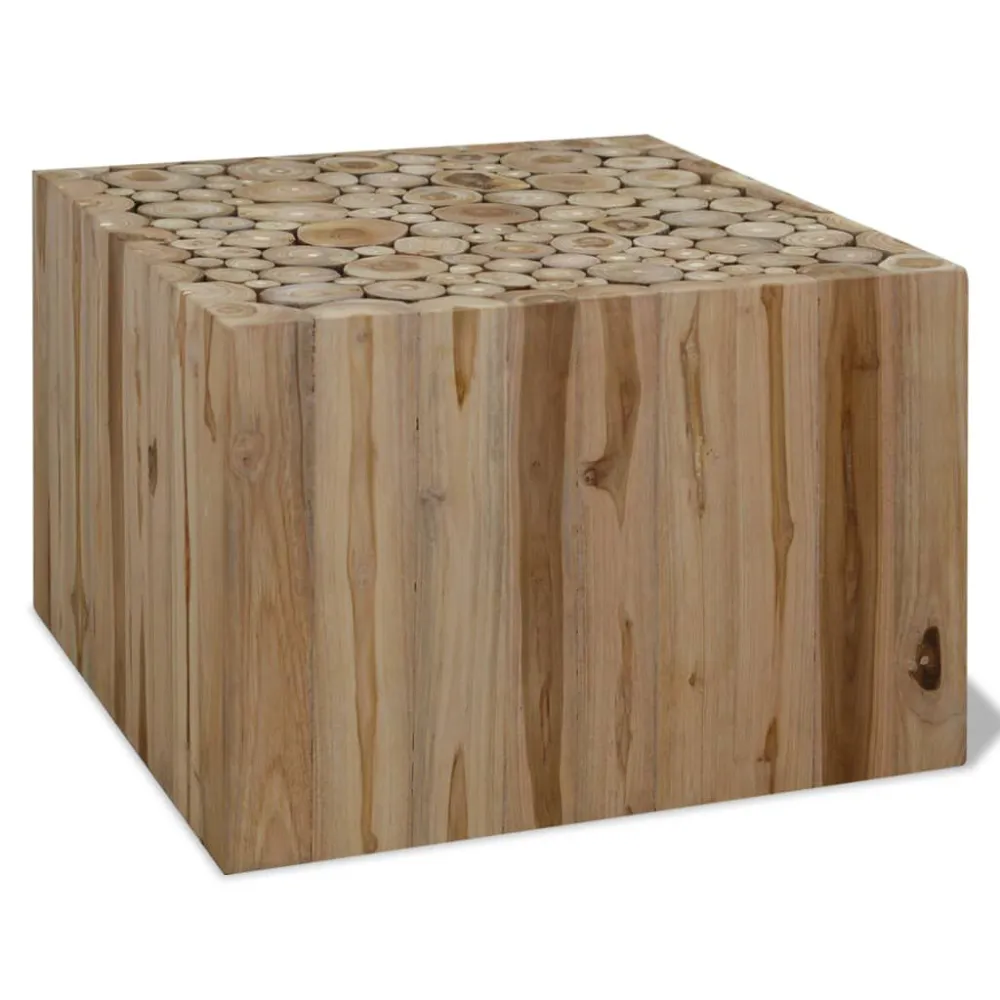 Mesa de Ferro Fundido Mesa de centro em madeira de teca genuína 50x50x35 cm