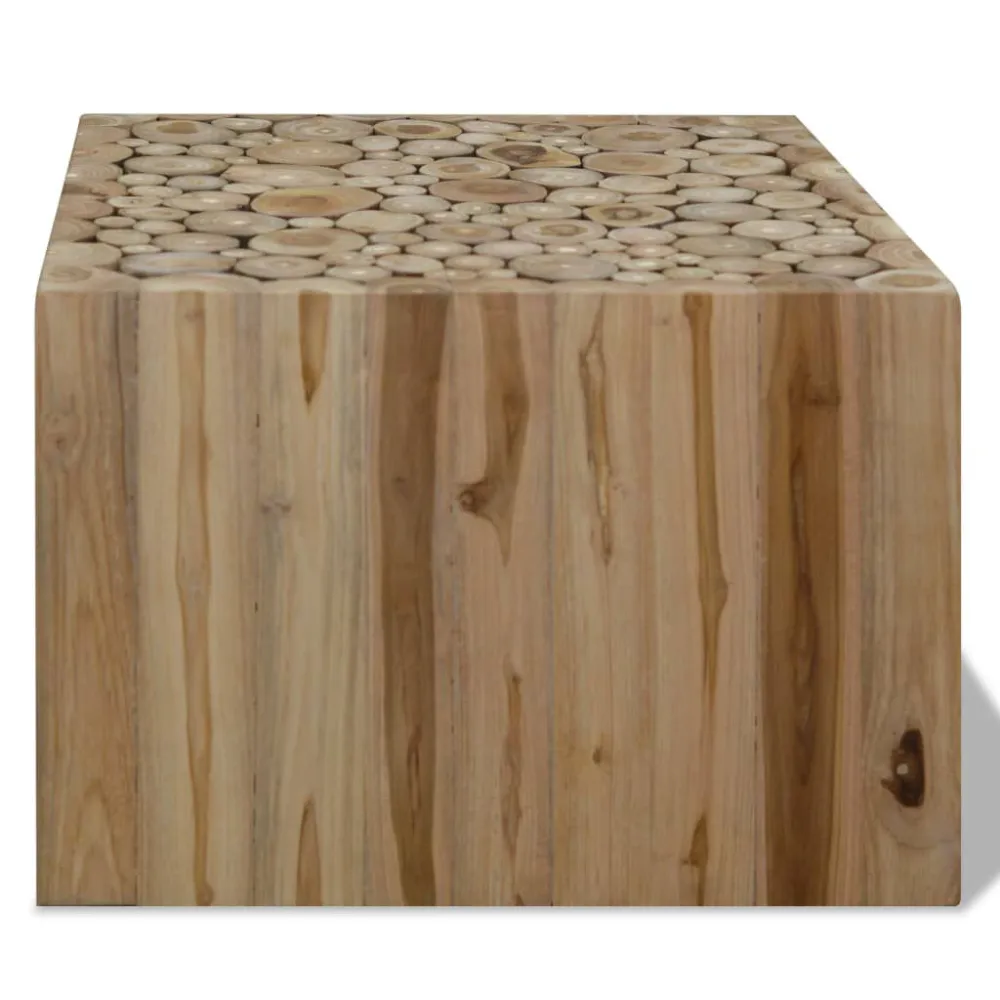 Mesa de Ferro Fundido Mesa de centro em madeira de teca genuína 50x50x35 cm