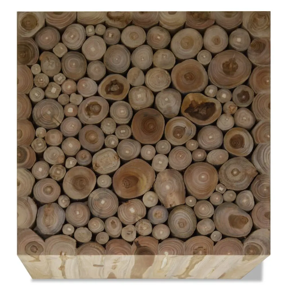 Mesa de Ferro Fundido Mesa de centro em madeira de teca genuína 50x50x35 cm
