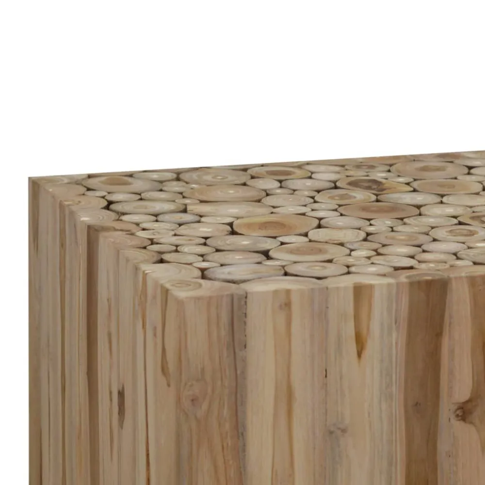 Mesa de Ferro Fundido Mesa de centro em madeira de teca genuína 50x50x35 cm