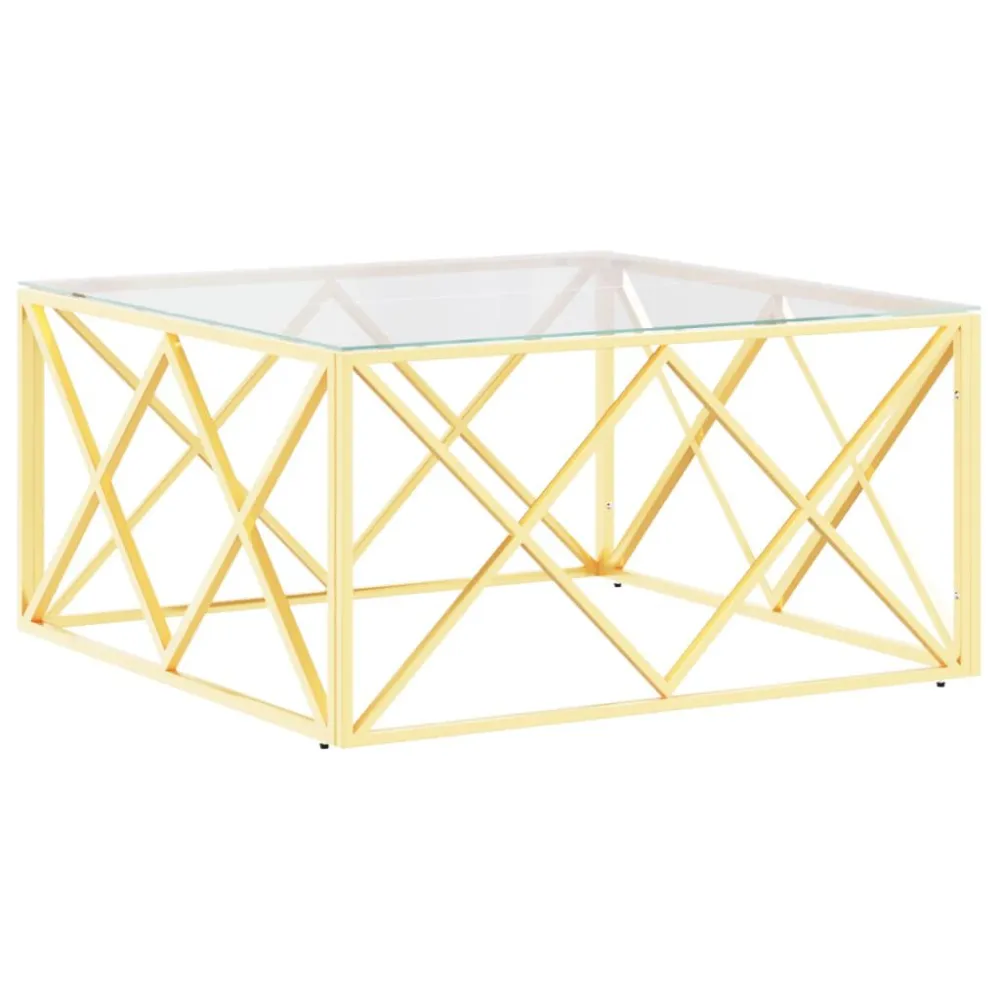 Mesa de Jardim Mesa de centro 80x80x40 cm ço inoxidável e vidro