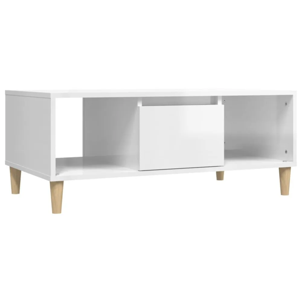 Mesa de Jardim Mesa de centro 90x50x36,5 cm derivados madeira branco luminoso