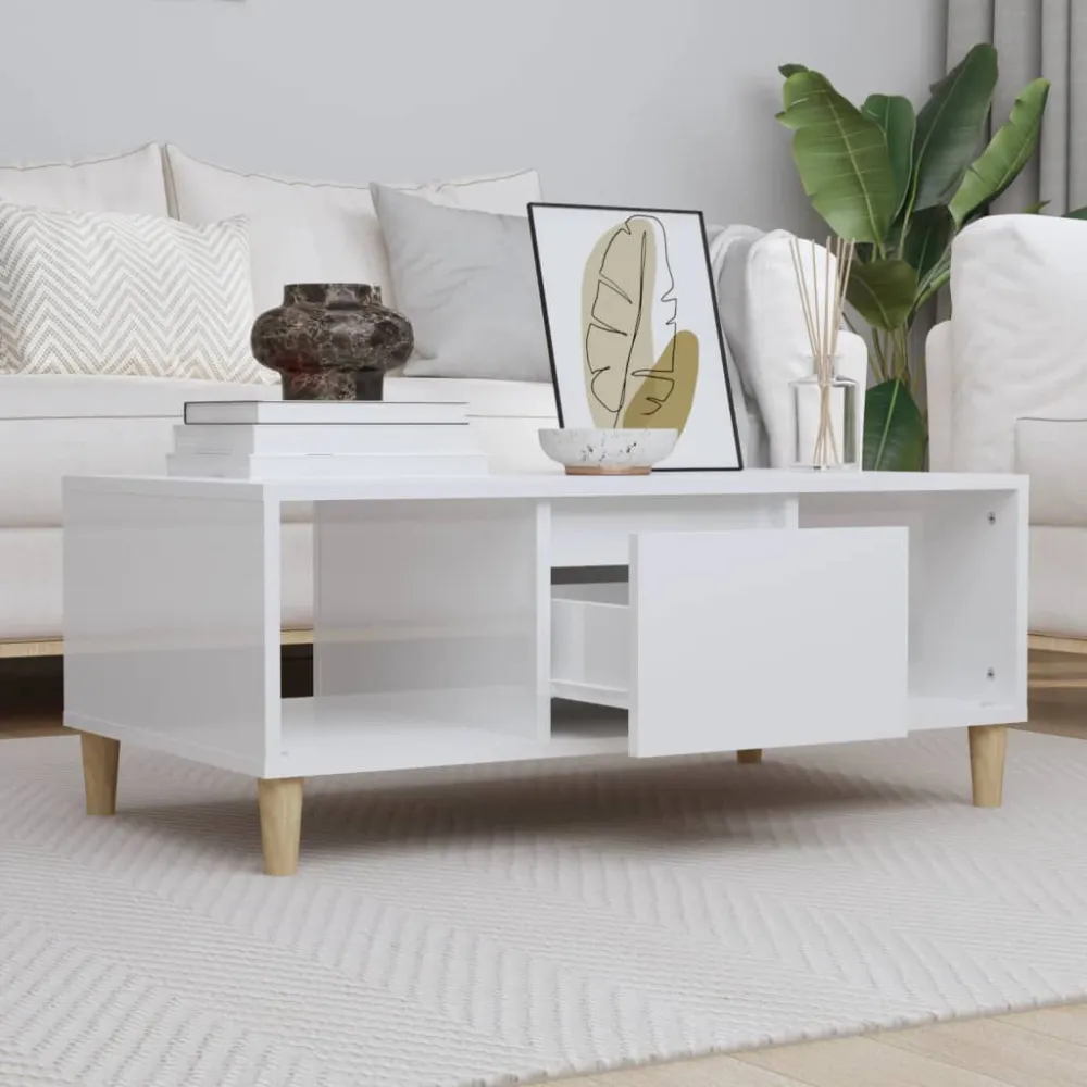 Mesa de Jardim Mesa de centro 90x50x36,5 cm derivados madeira branco luminoso
