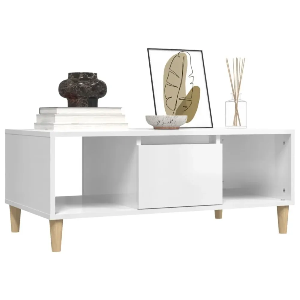 Mesa de Jardim Mesa de centro 90x50x36,5 cm derivados madeira branco luminoso