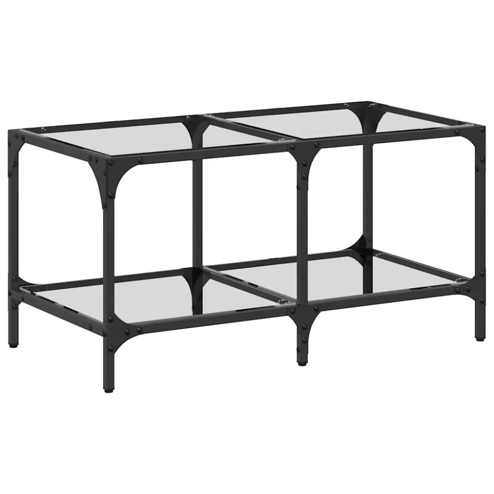 Mesa de Jardim Mesa de centro com topo em vidro transparente 78,5x40x40 cm ço