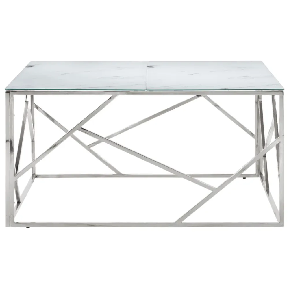 Mesa de Jardim Mesa de centro ço inoxidável e vidro temperado prateado