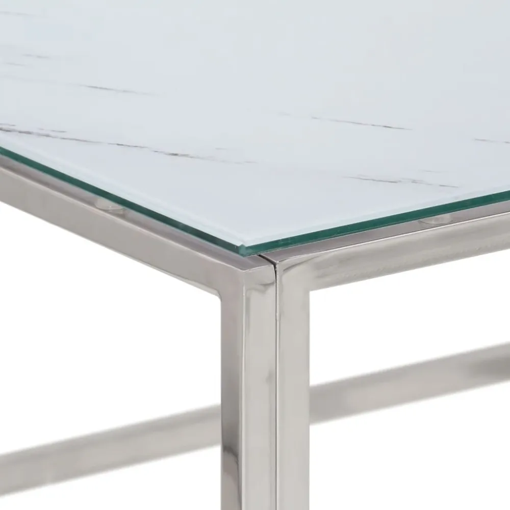 Mesa de Jardim Mesa de centro ço inoxidável e vidro temperado prateado